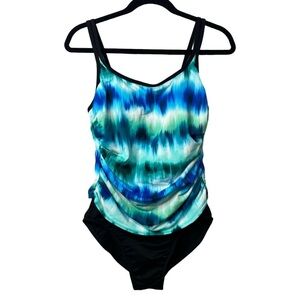Miraclesuit Blue and Green One Piece Size 10